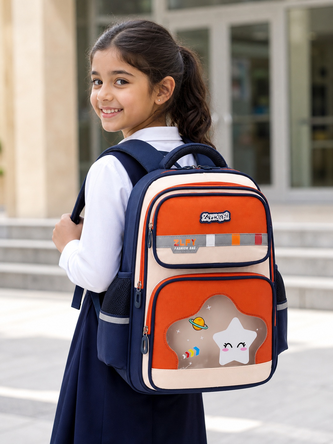 Kids Graphic Print Zip Closure Backpack