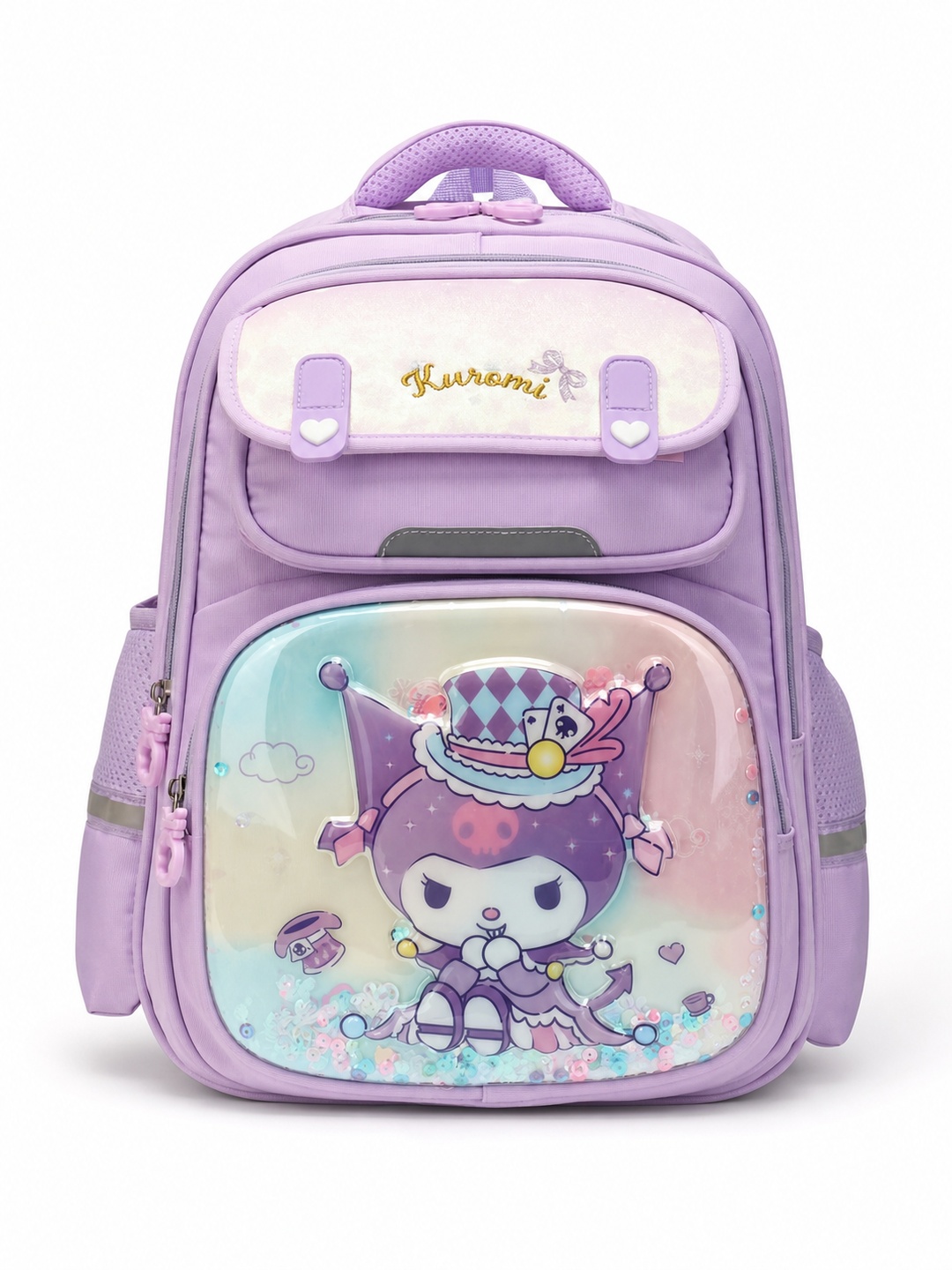 Girls Purple Graphic Print Zip Closure Backpack