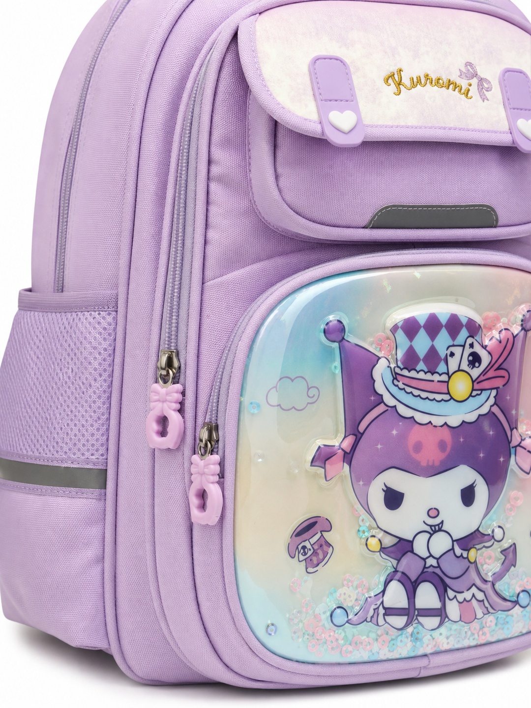 Girls Purple Graphic Print Zip Closure Backpack