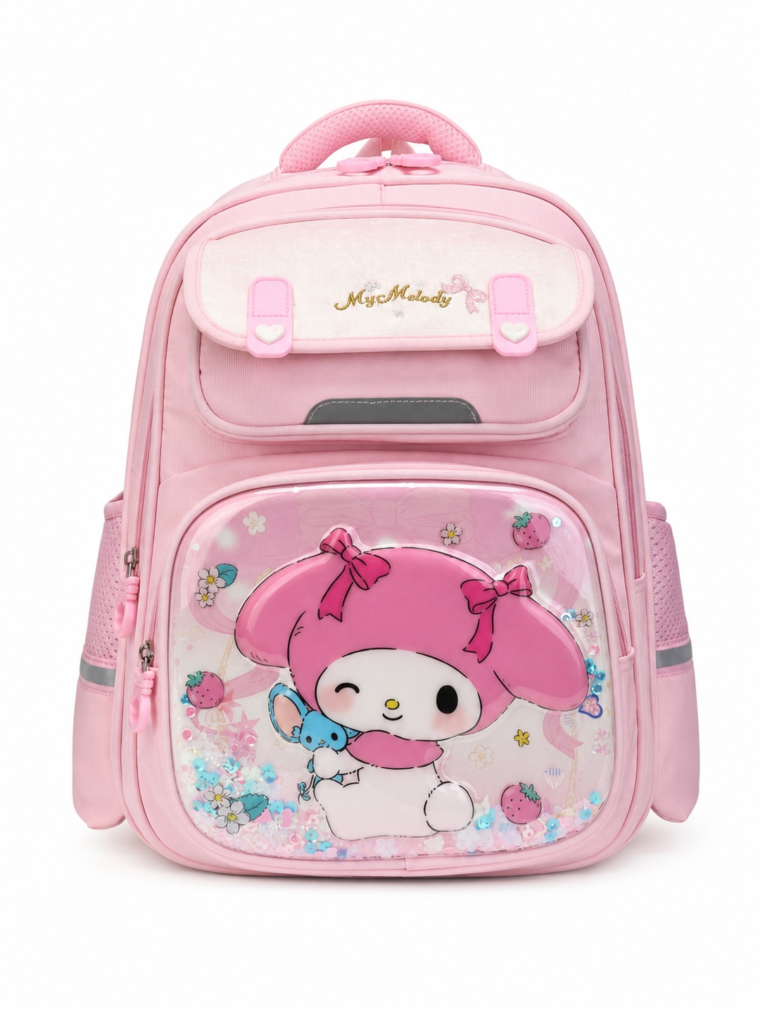 Girls Pink Graphic Print Zip Closure Backpack