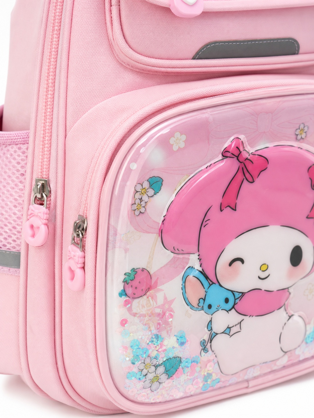Girls Pink Graphic Print Zip Closure Backpack