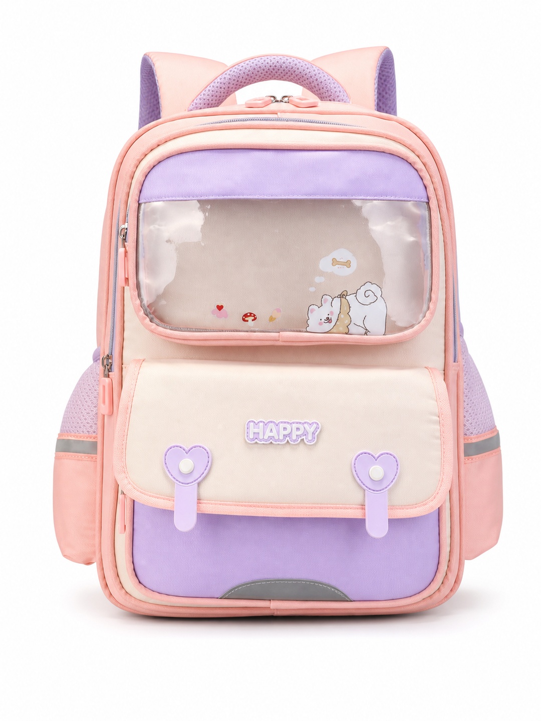 Girls Graphic Print Zip Closure Backpack