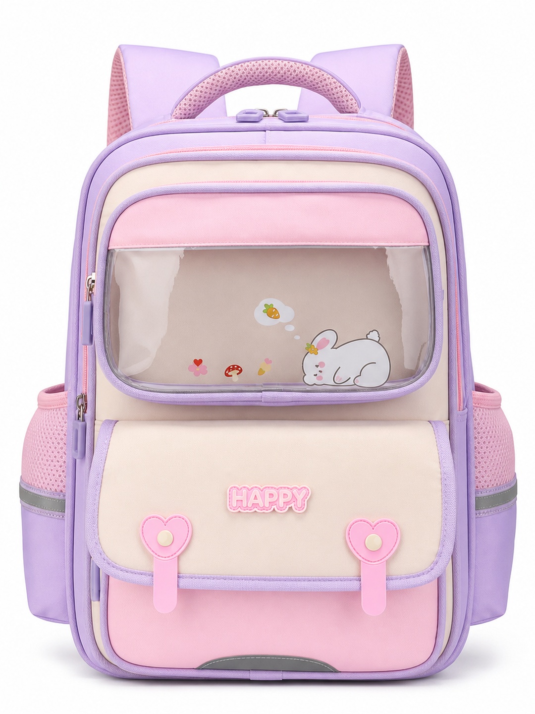 Girls Bunny Print Zip Closure Backpack