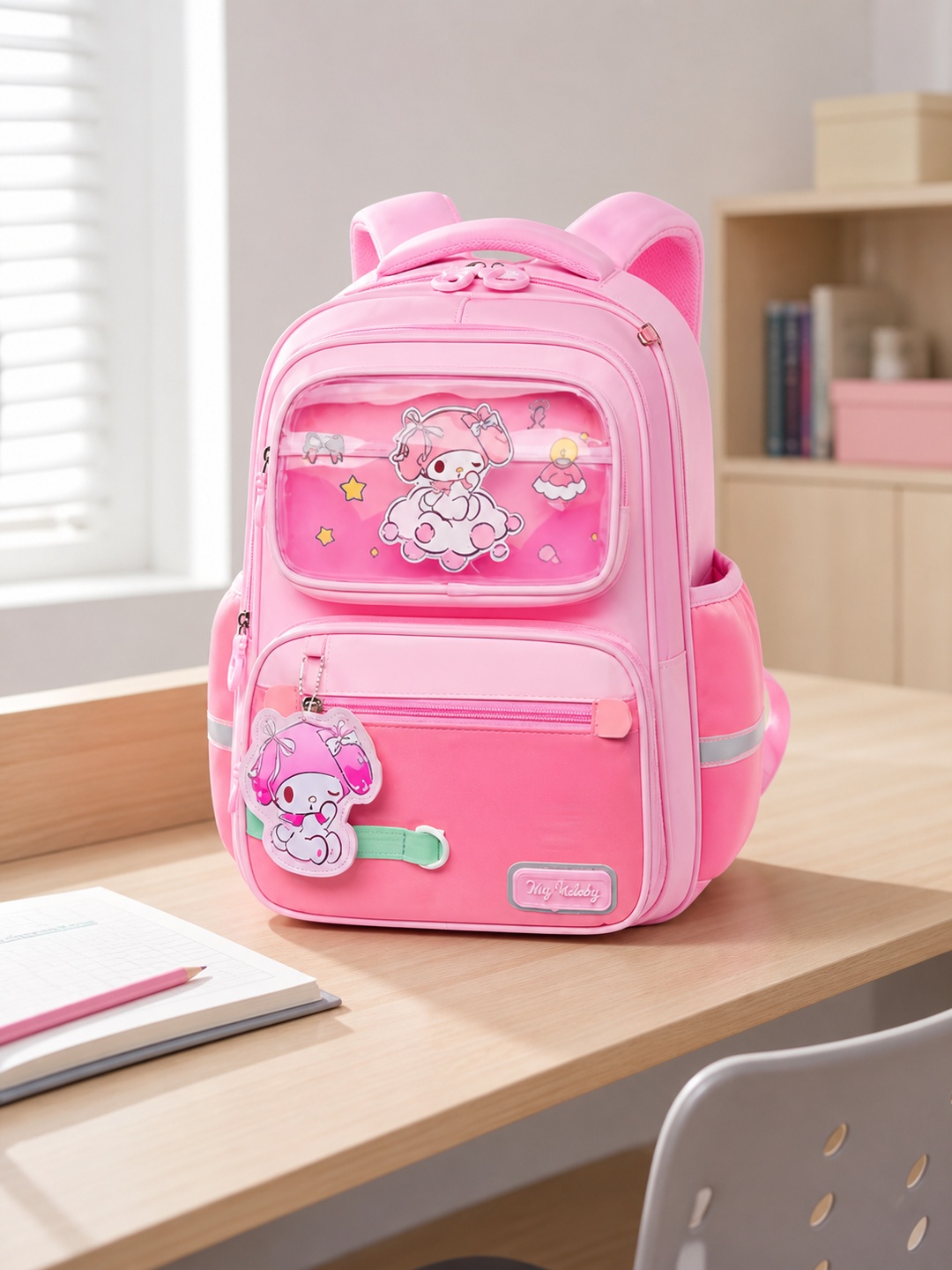 Girls Pink Graphic Print Zip Closure Backpack