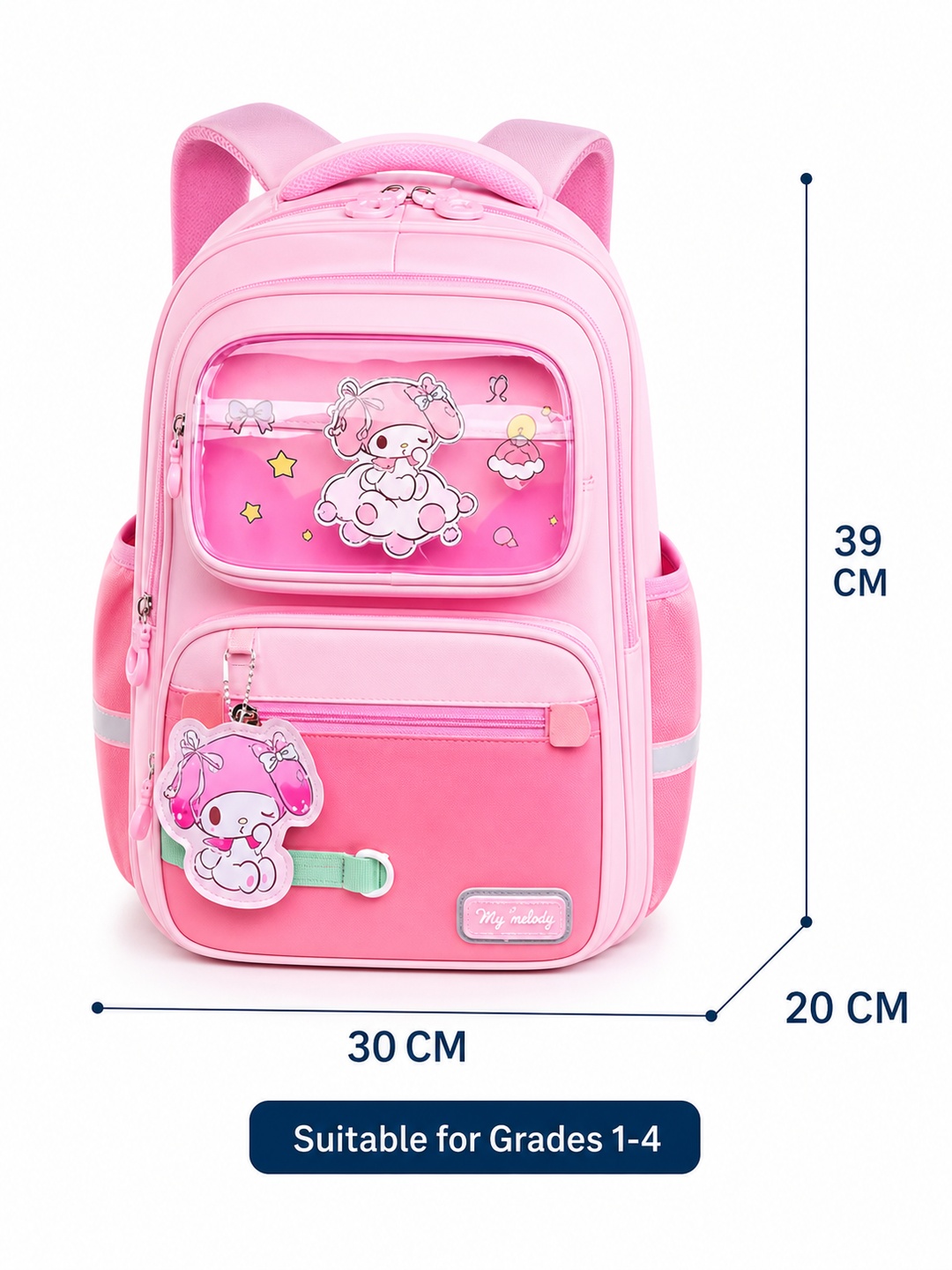 Girls Pink Graphic Print Zip Closure Backpack