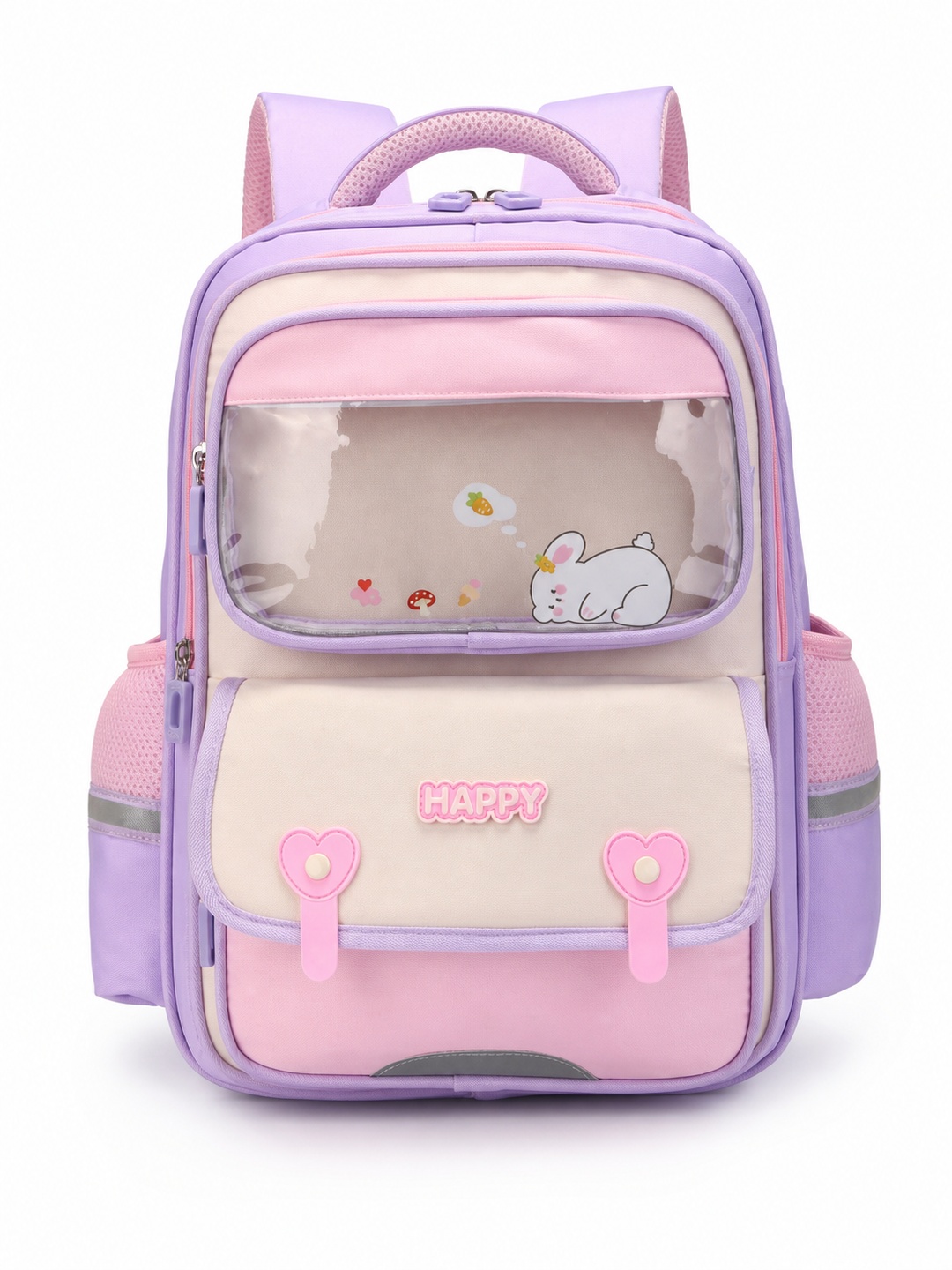 Girls Bunny Print Zip Closure Backpack