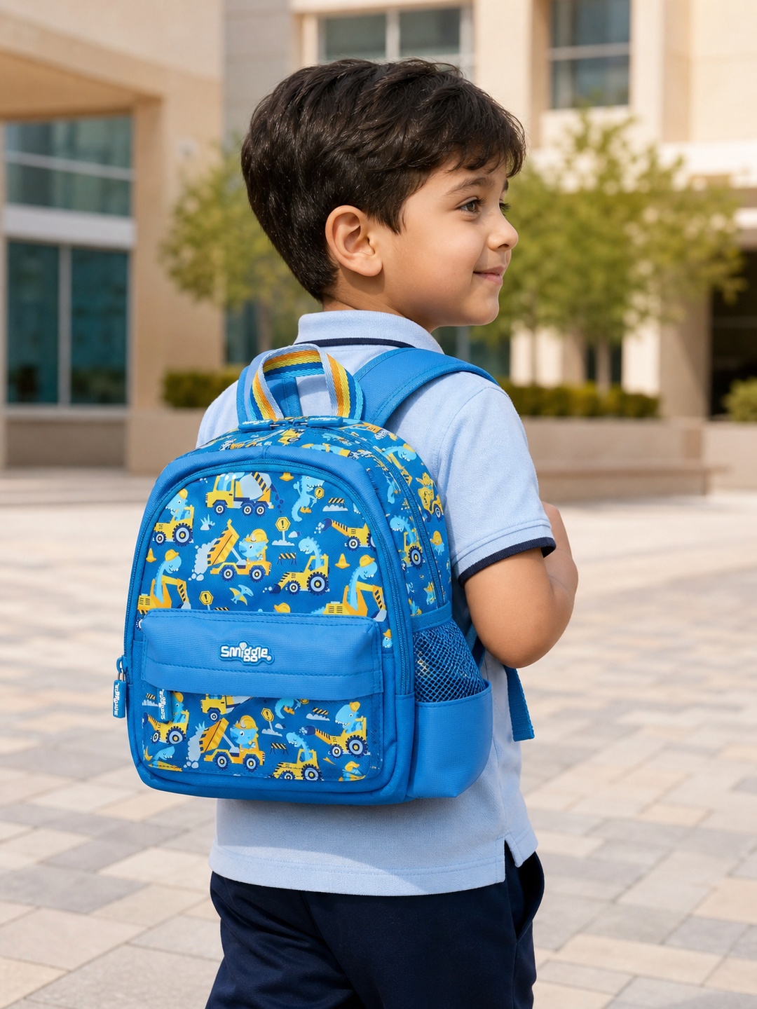 Boys Blue Graphic Print Zip Closure Backpack
