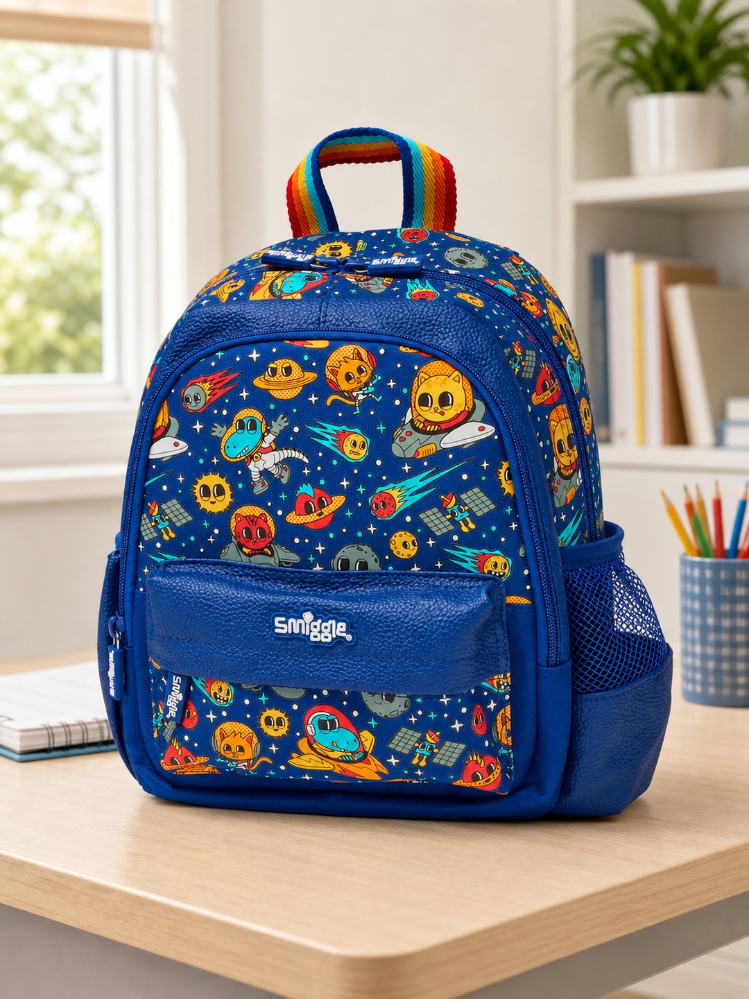 Boys Navy Blue Graphic Print Backpack