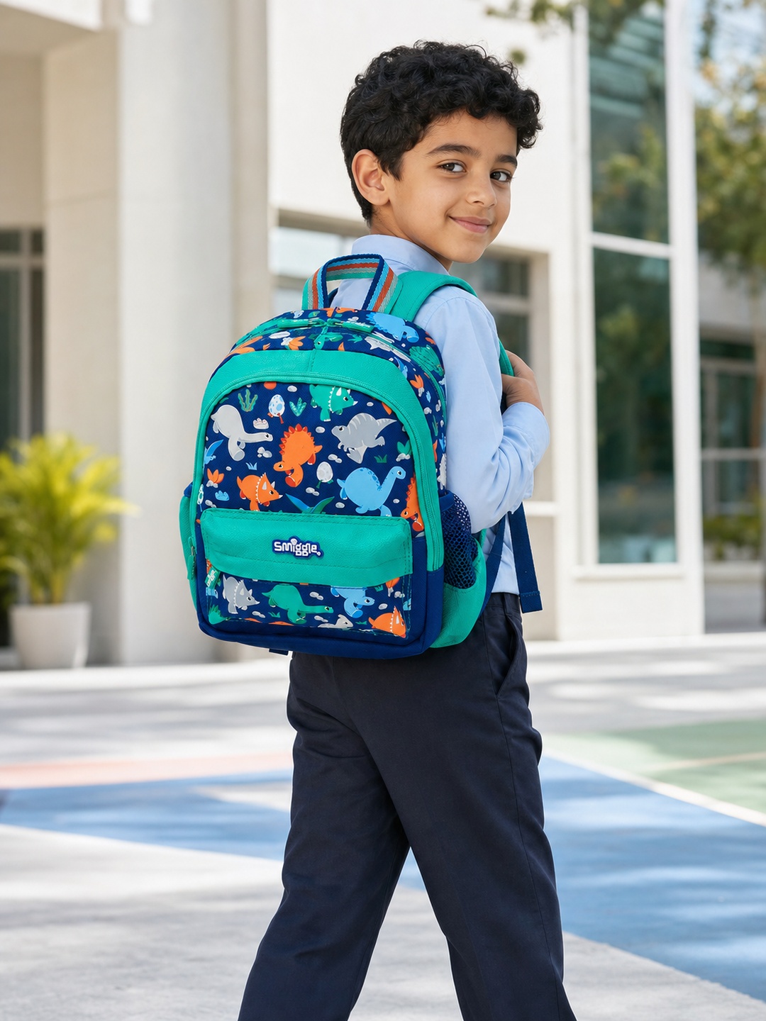 Boys Dinosaur Print Zip Closure Backpack