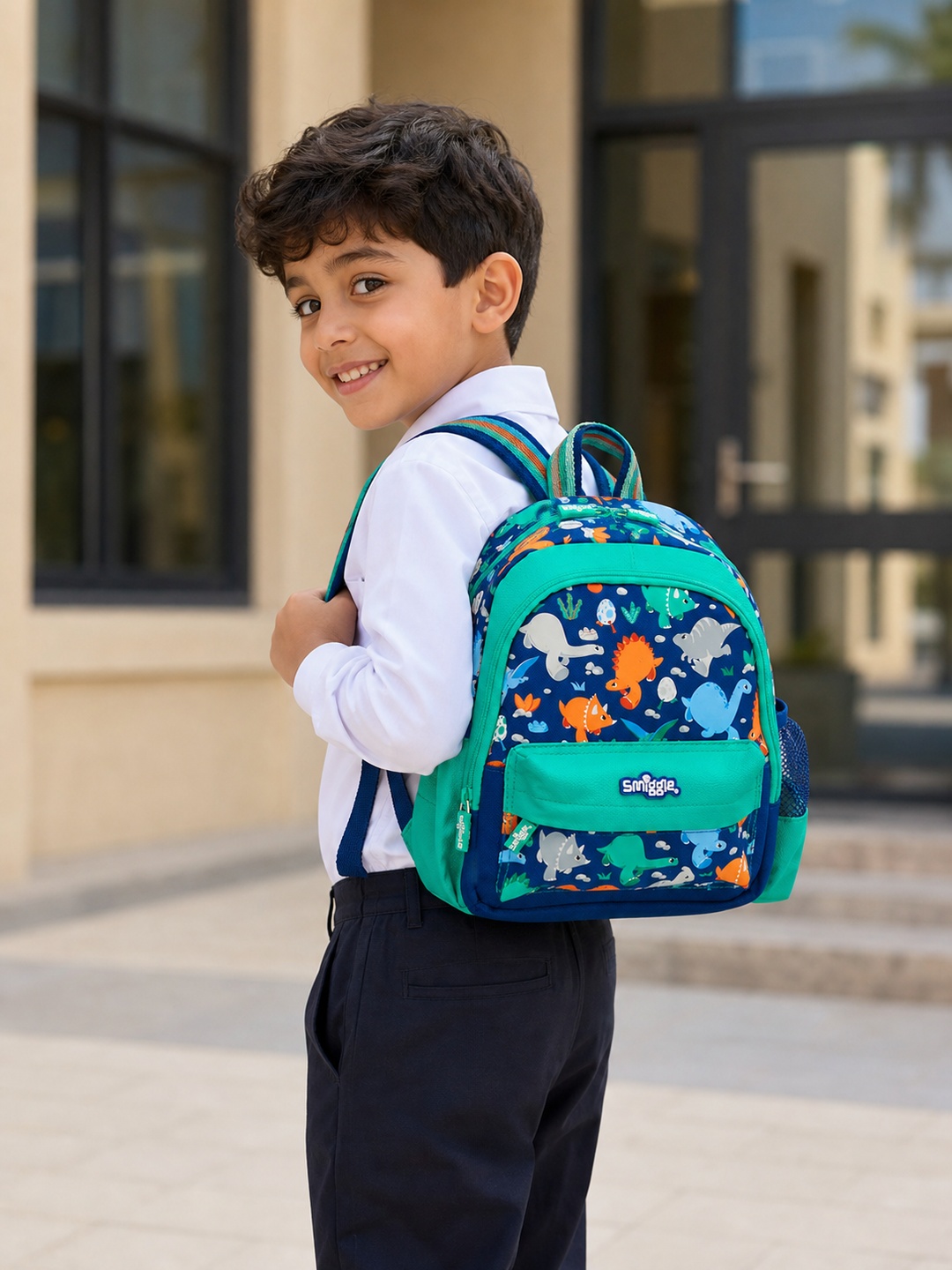 Boys Dinosaur Print Zip Closure Backpack
