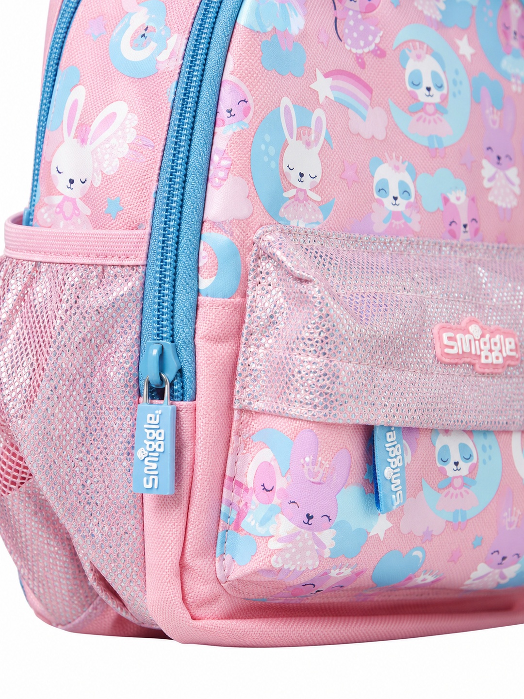 Girls Light Pink Graphic Print Zip Closure Backpack