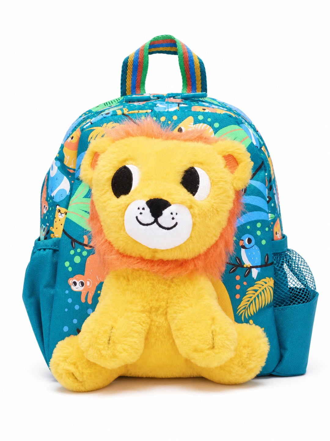 Boys Graphic Print Backpack with Lion Doll Charm