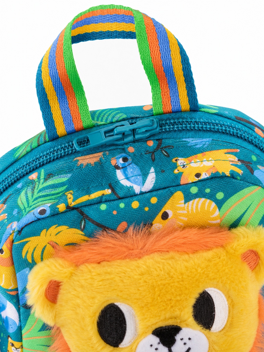 Boys Graphic Print Backpack with Lion Doll Charm