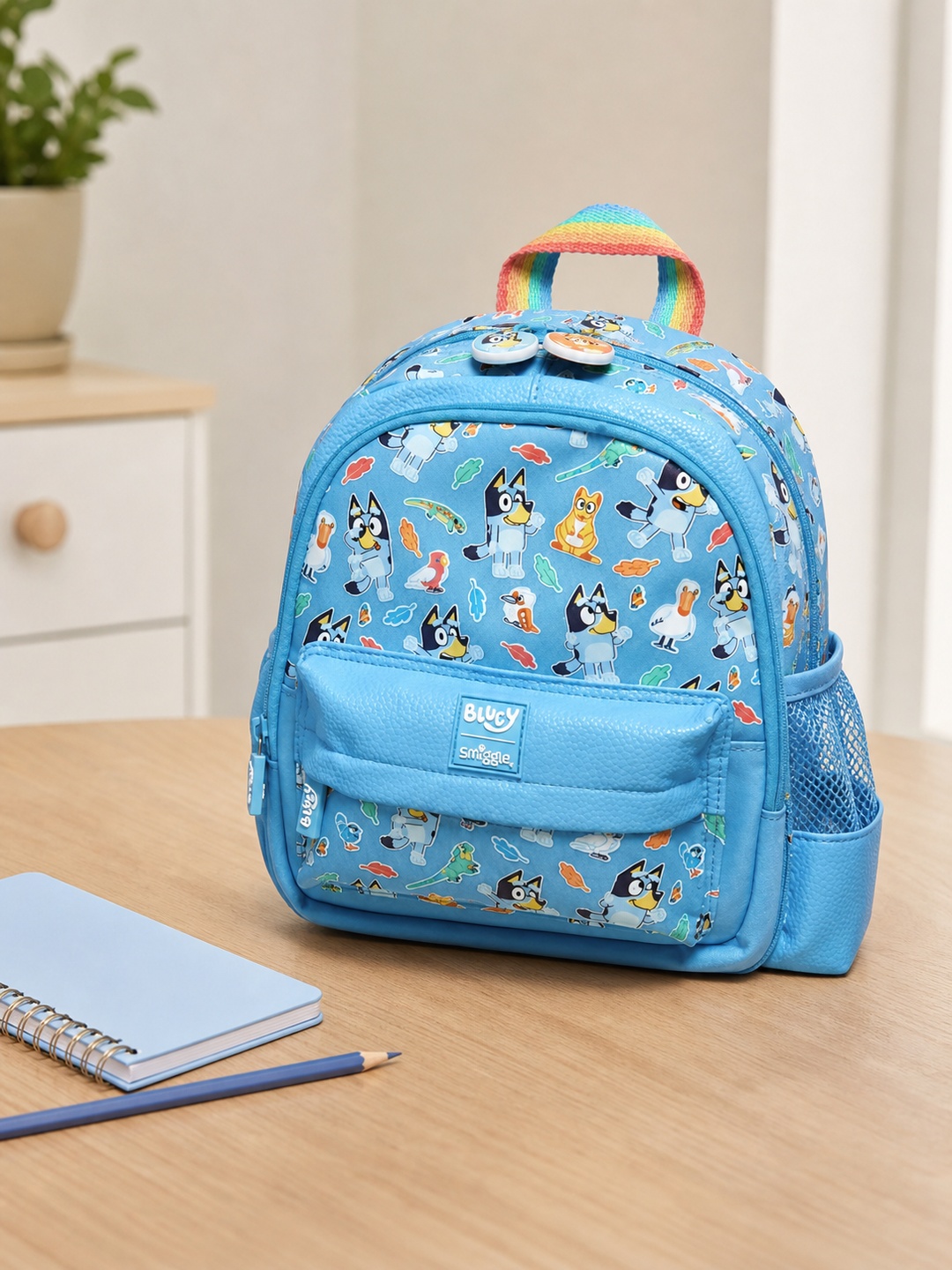 Kids Light Blue Graphic Print Zip Closure Backpack