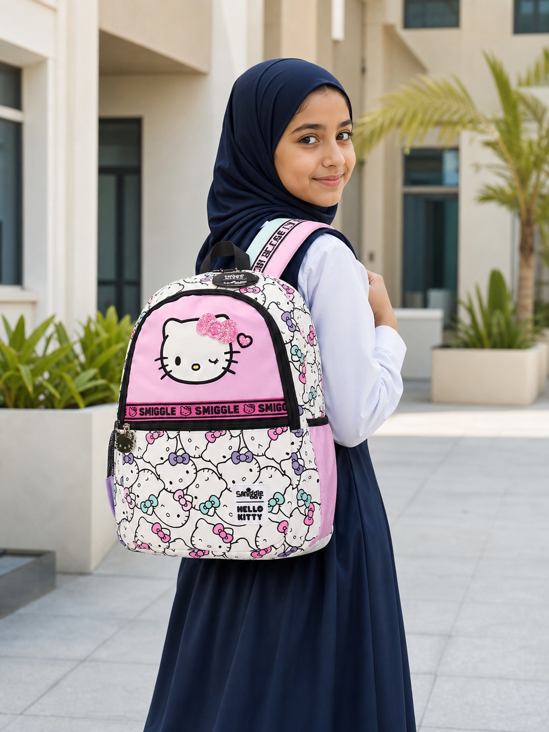 Girls Graphic Print Zip Closure Backpack