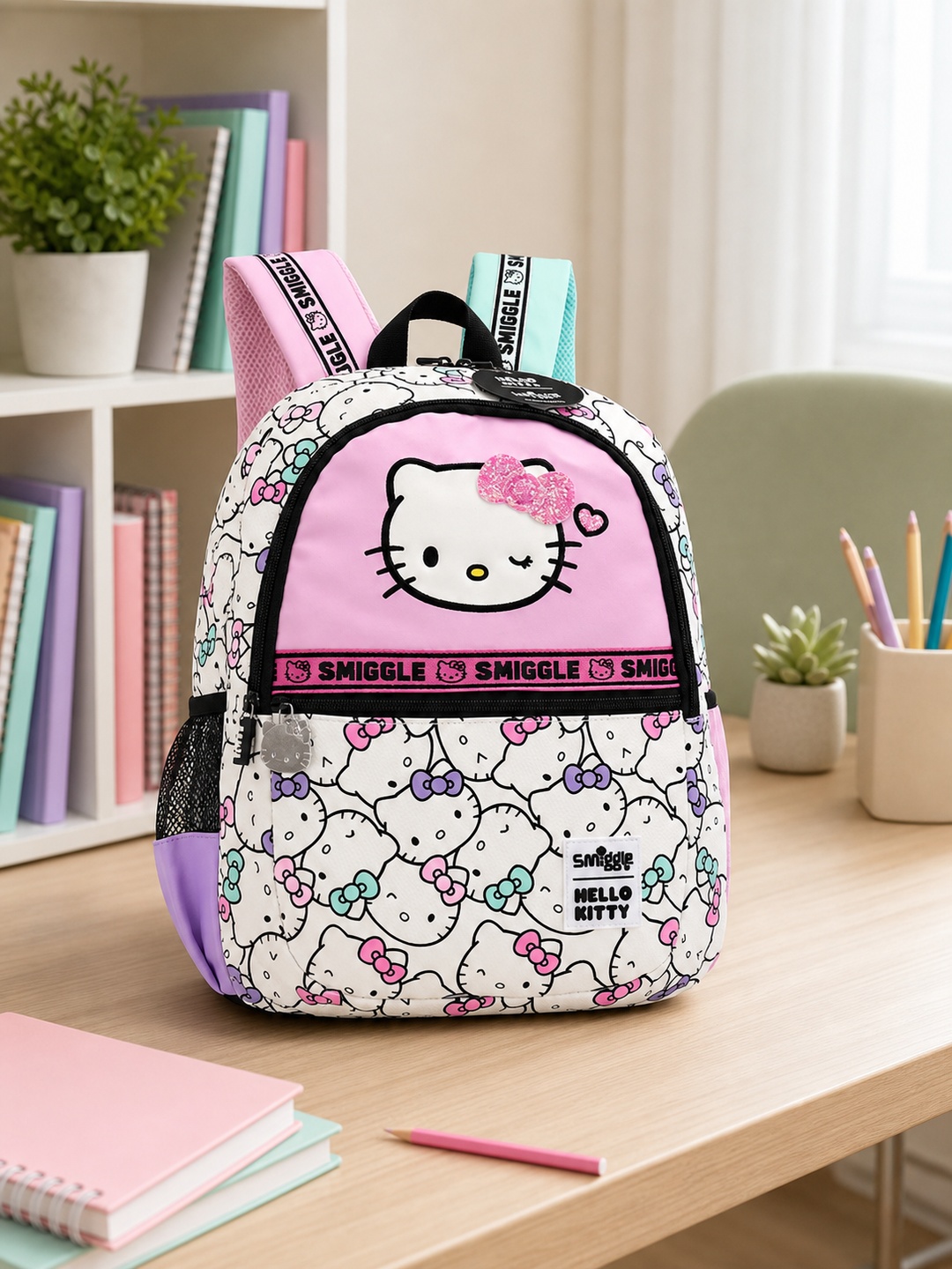 Girls Graphic Print Zip Closure Backpack