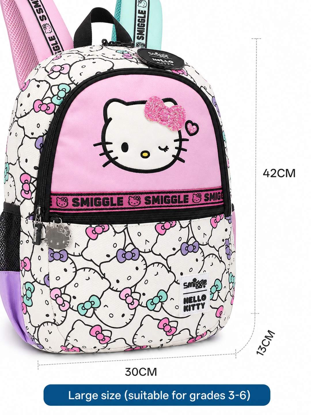 Girls Graphic Print Zip Closure Backpack
