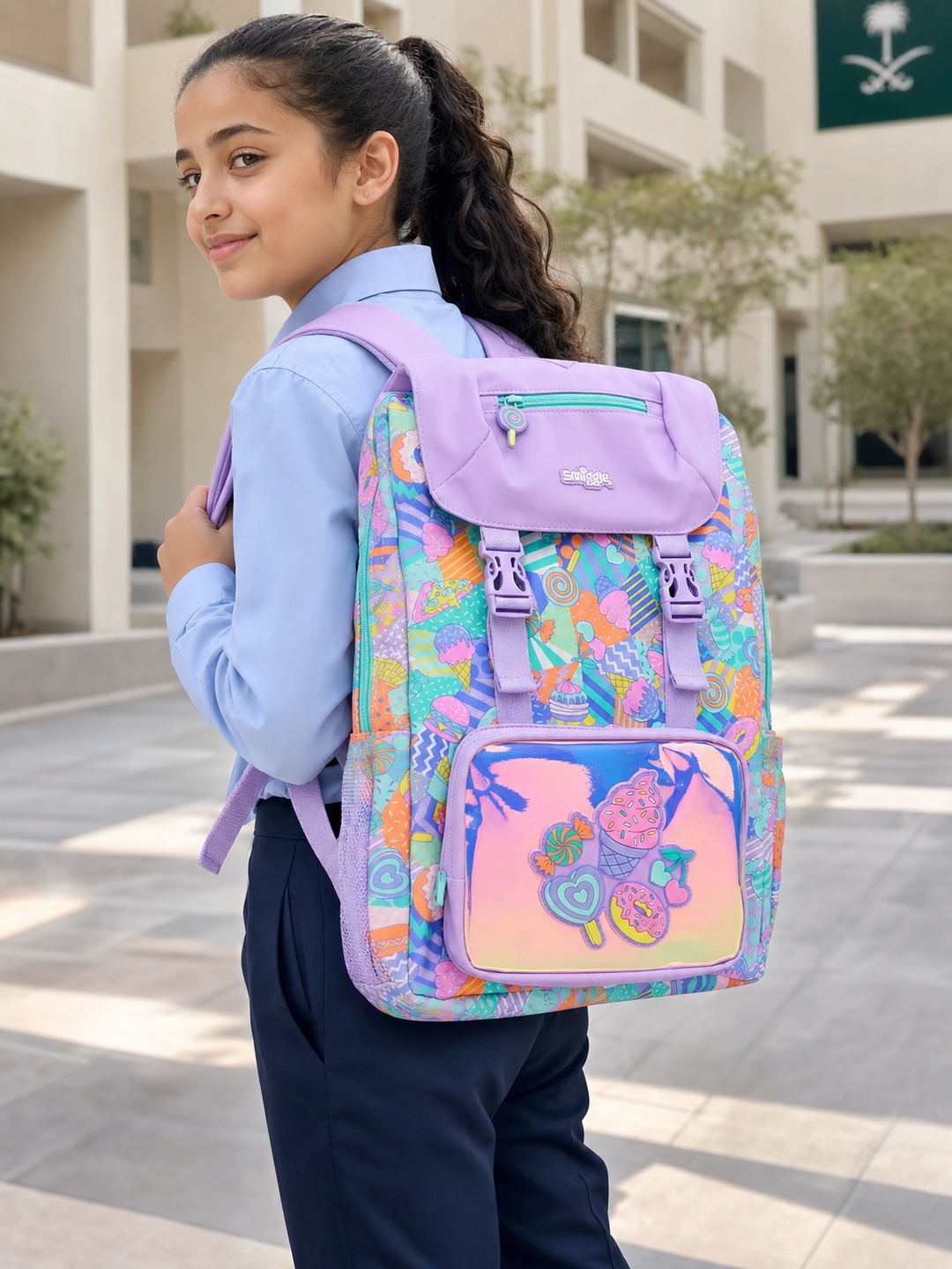Kids Graphic Print Zip Closure Backpack
