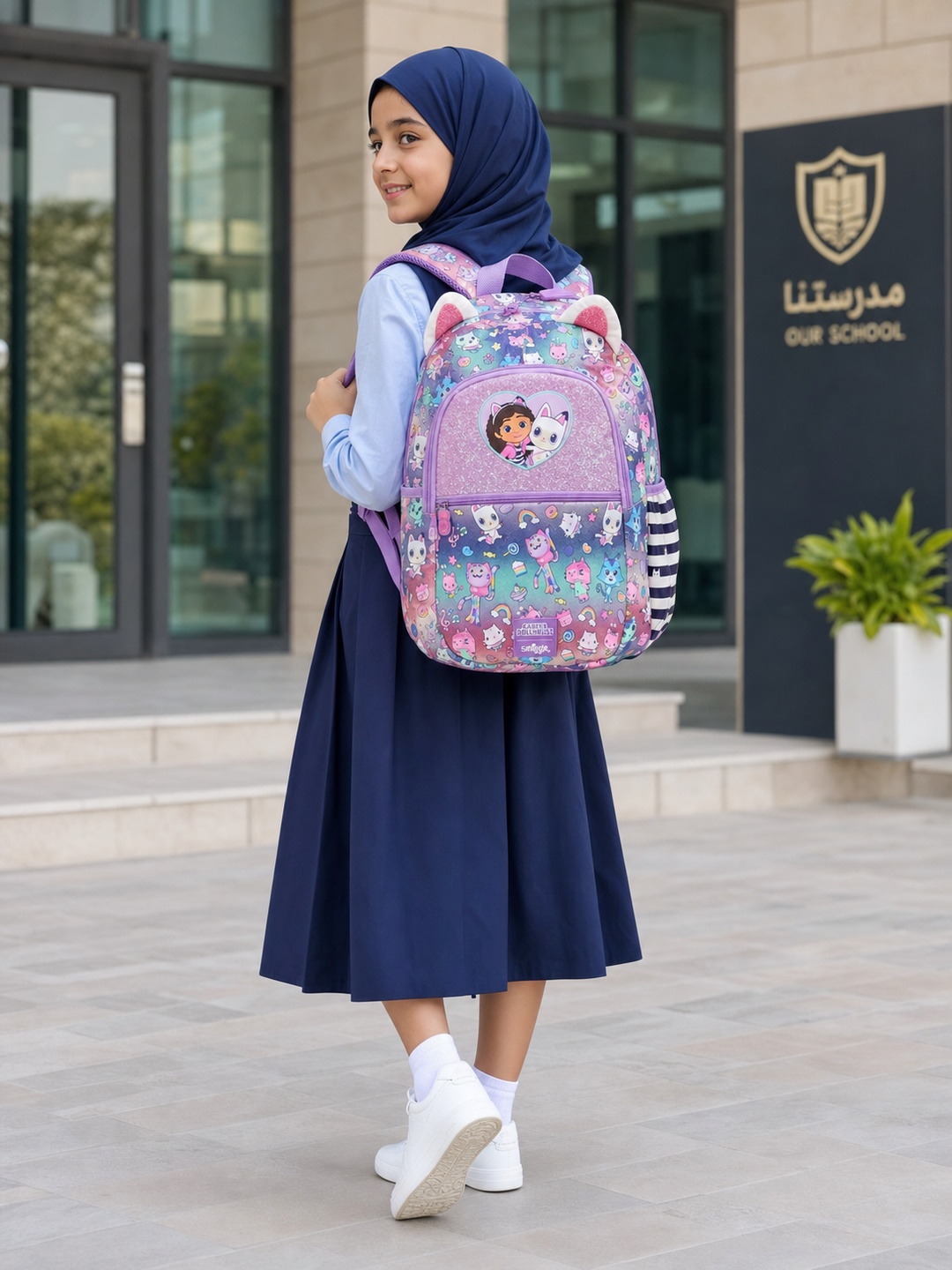 Girls Graphic Print with Cat Ears Backpack