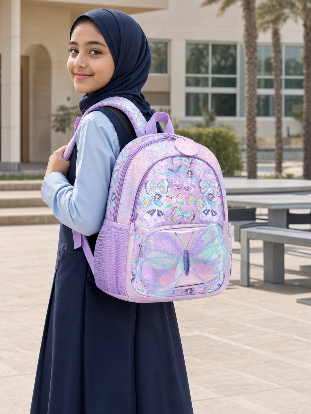 Girls Butterfly Print Zip Closure Backpack