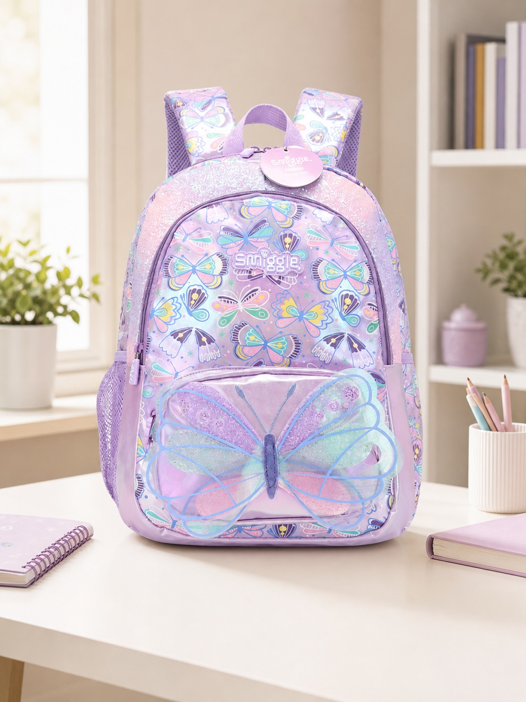 Girls Butterfly Print Zip Closure Backpack