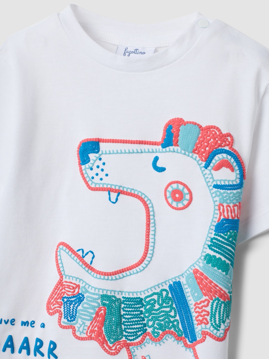 Boys White and Blue Pure Cotton T-Shirt and Shorts Set