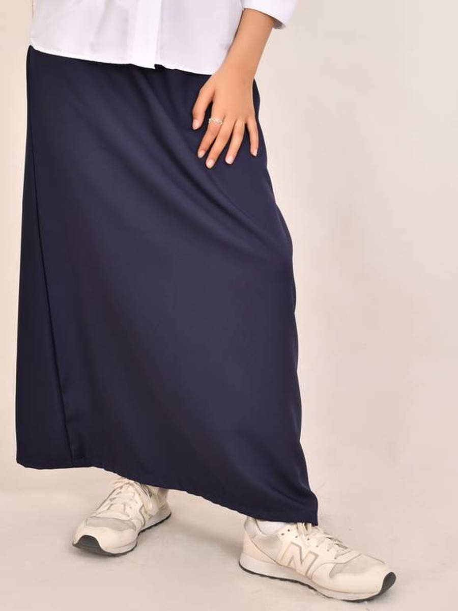 Girls Navy Blue Solid Skirt with Elastic Waistband
