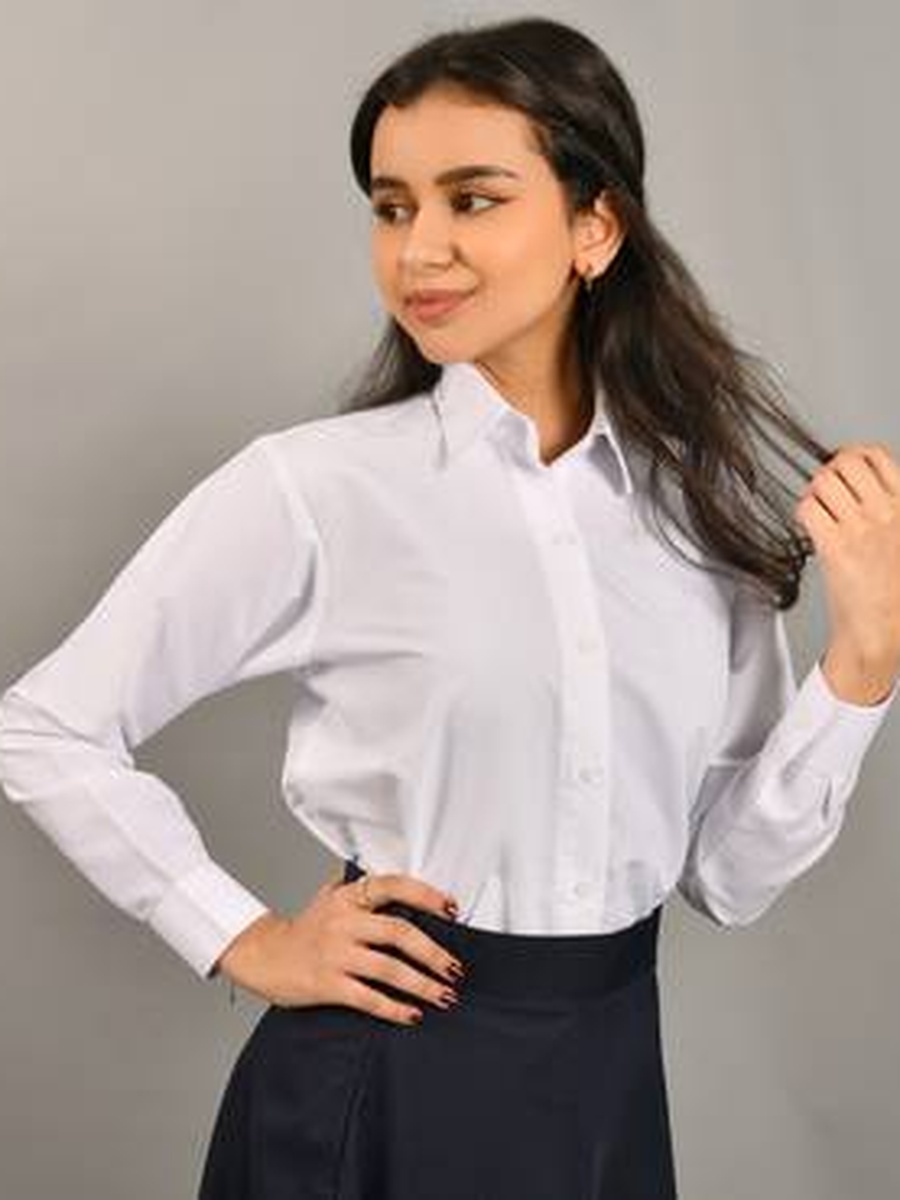 Girls White Linen Formal Shirt