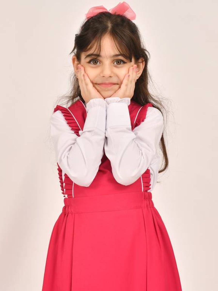 Girls Fuchsia Ruffle Detail Pinafore Dress