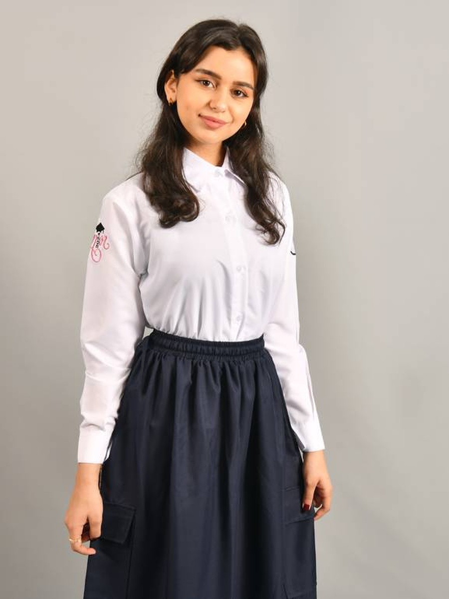 Girls Navy Blue Solid Skirt with Cargo Pocket
