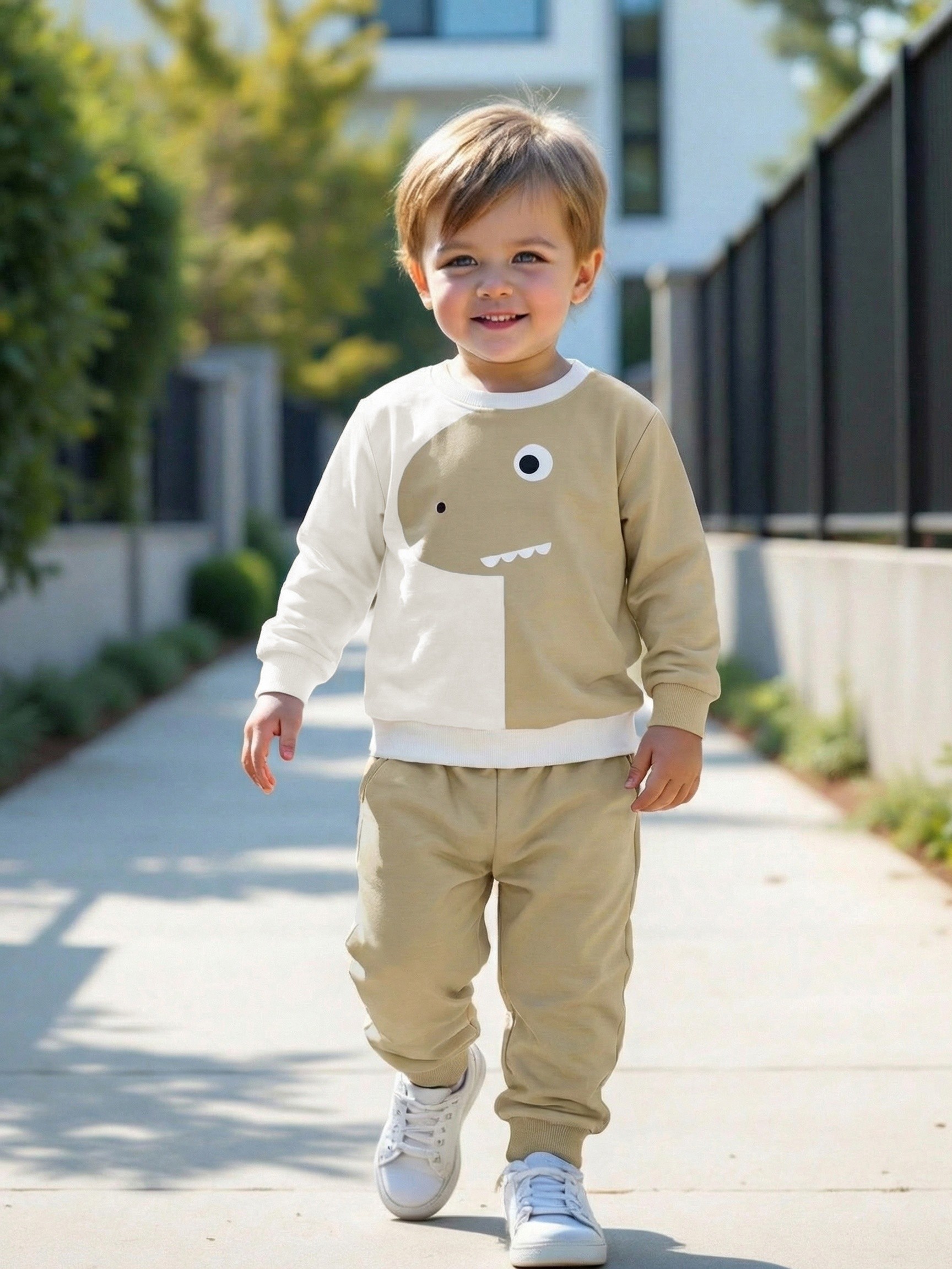 Beige Color Block Tracksuit