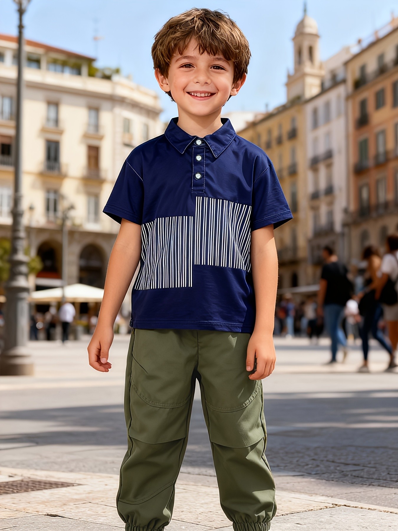 Multi Striped Polo Set