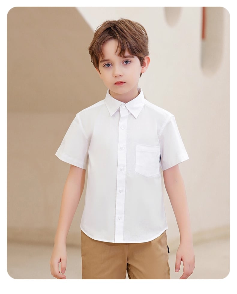 White Solid Short Sleeves Regular Shirt