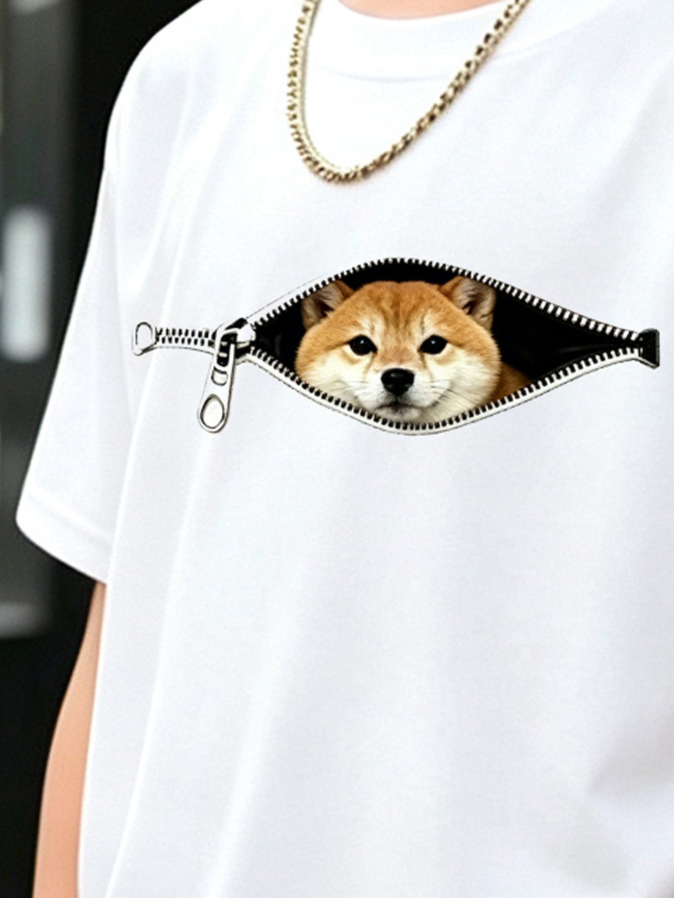 Kids Shiba Inu Peek-a-Boo Cotton T-Shirt