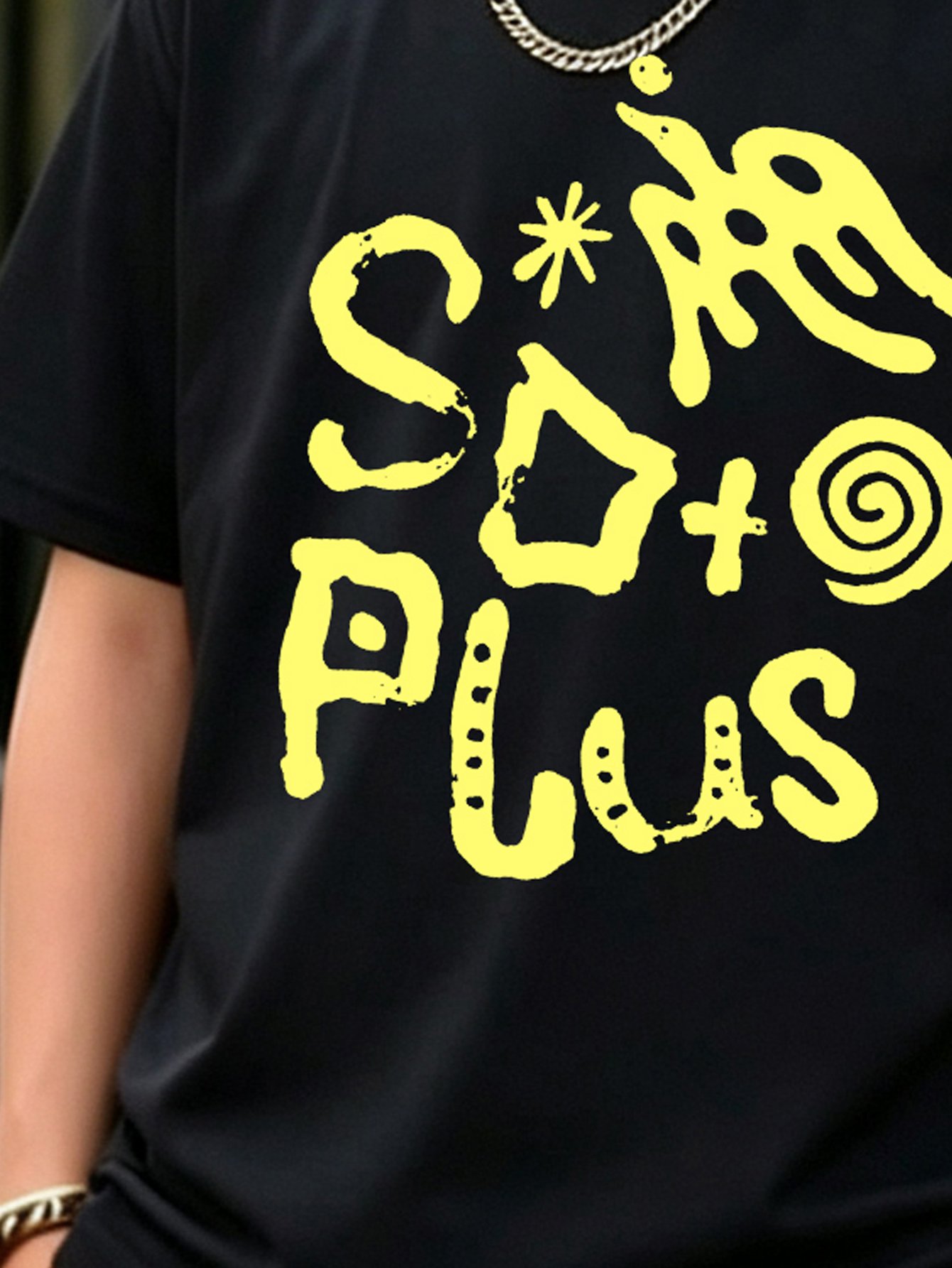 Boys Black Geometric Print Short Sleeve T-Shirt