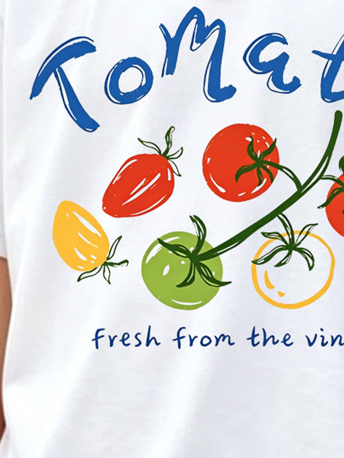Kids White Cotton Tomato Print Short Sleeve T-Shirt
