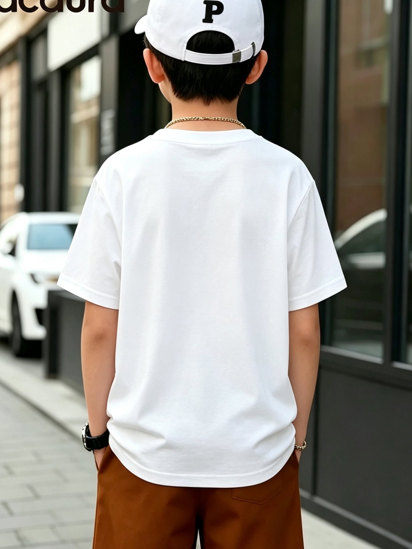 Kids White Cotton Tomato Print Short Sleeve T-Shirt
