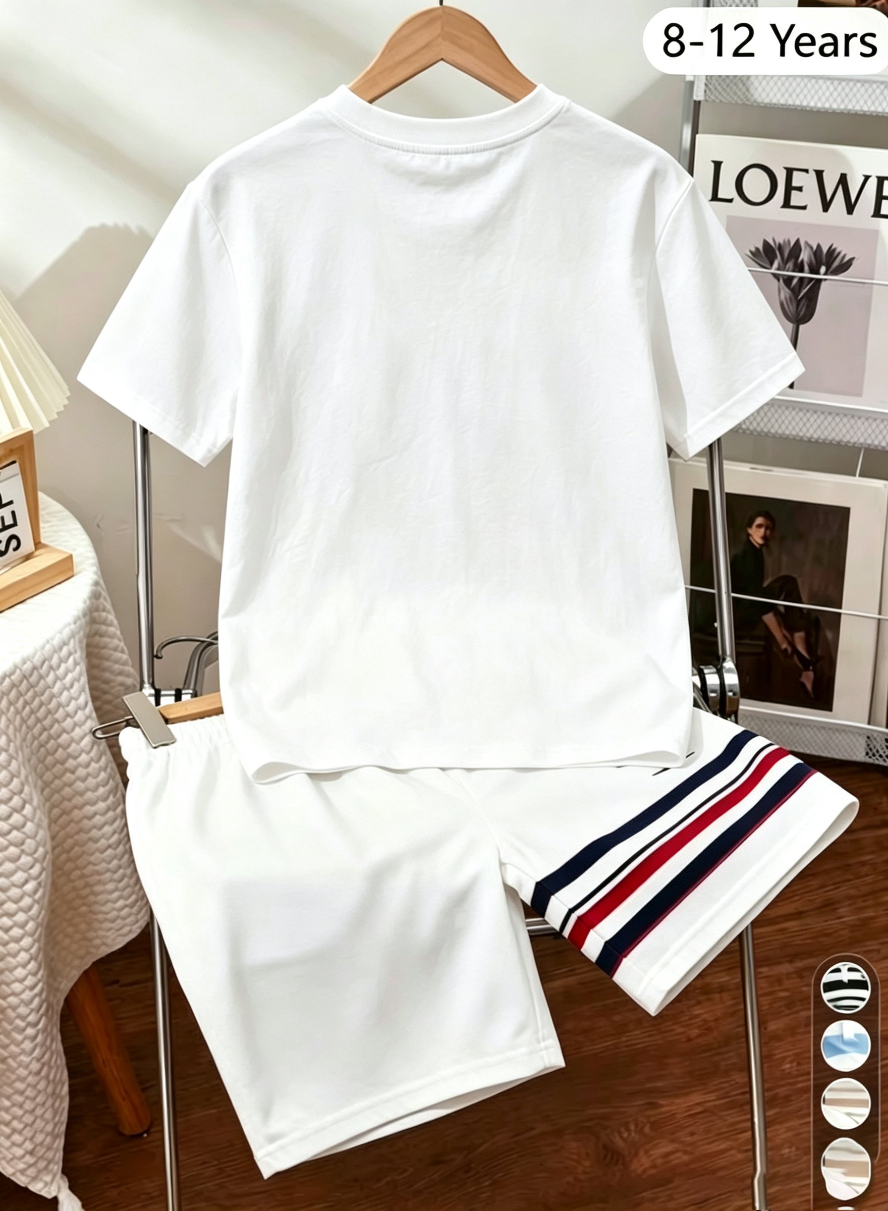Kids White Short Sleeve T-Shirt with Polo Horse Print