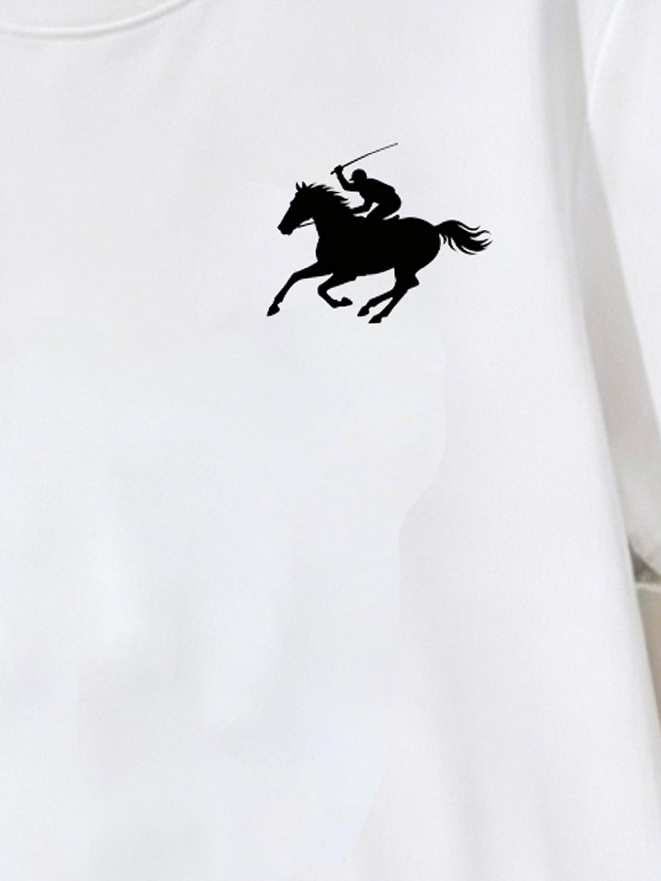 Kids White Short Sleeve T-Shirt with Polo Horse Print