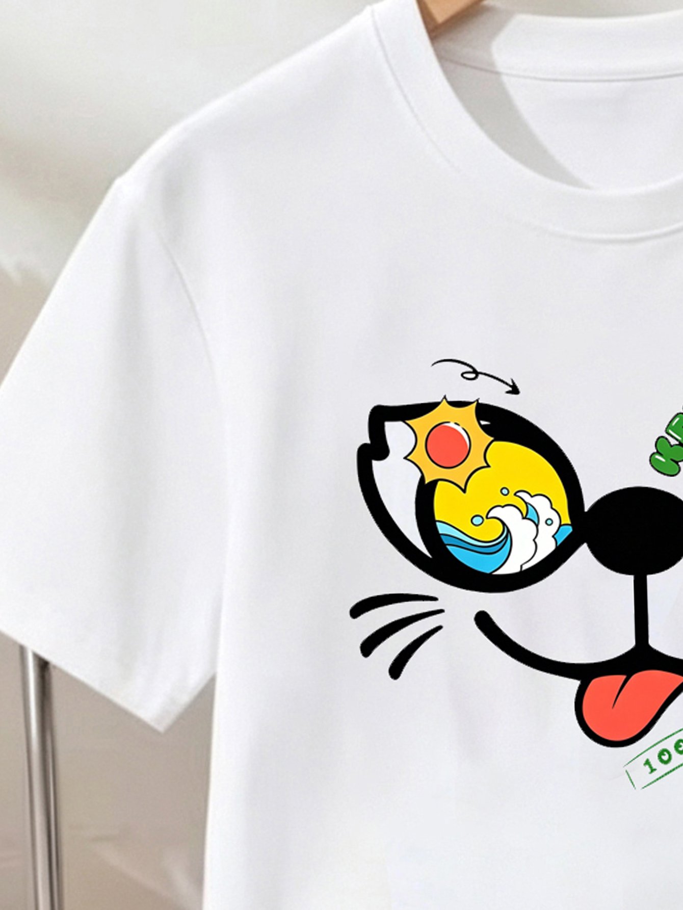 Kids White Short Sleeve T-Shirt with Fun Cartoon Print