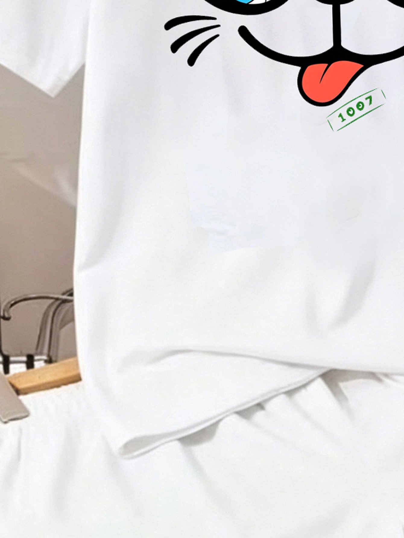 Kids White Short Sleeve T-Shirt with Fun Cartoon Print