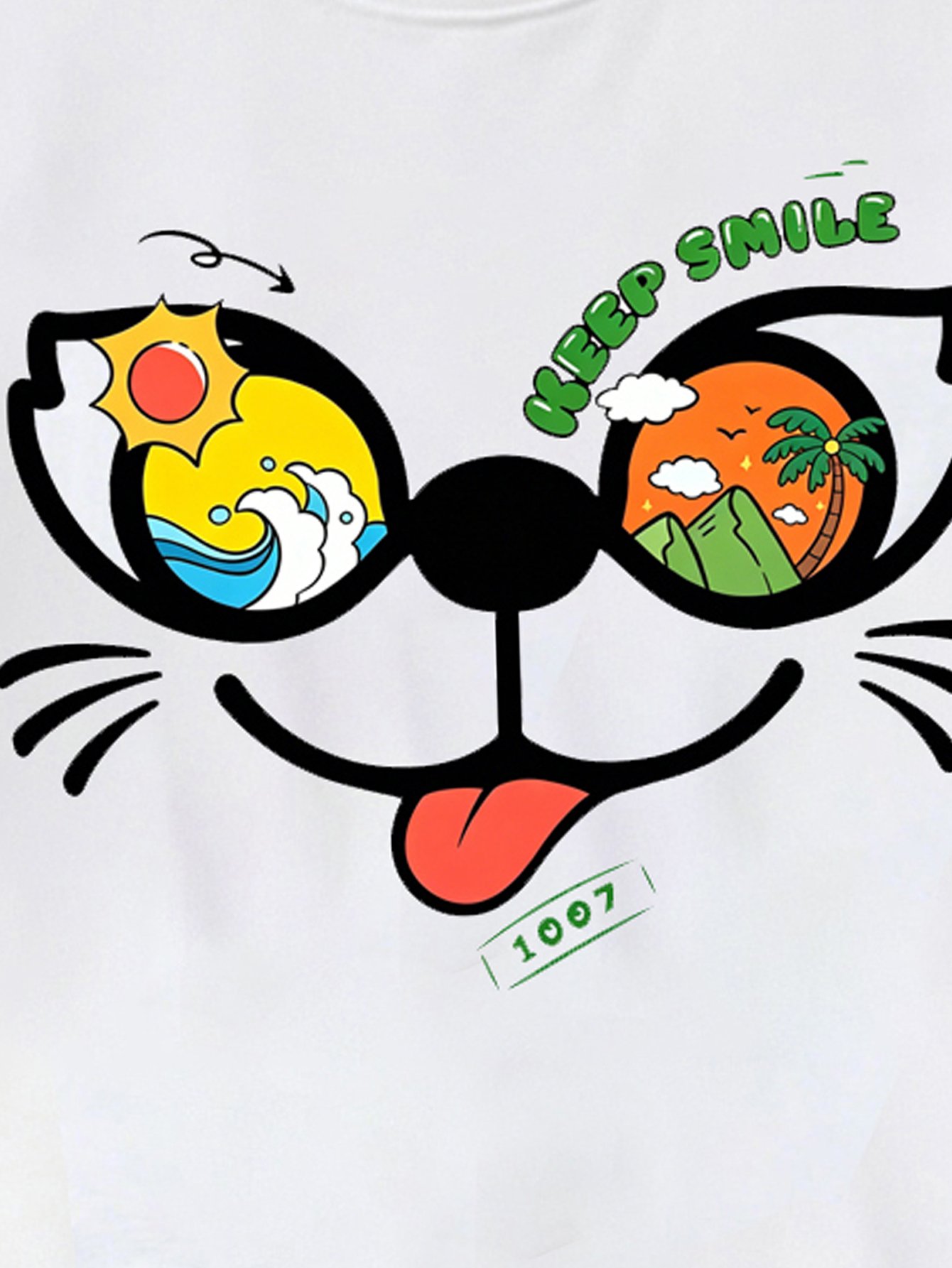 Kids White Short Sleeve T-Shirt with Fun Cartoon Print