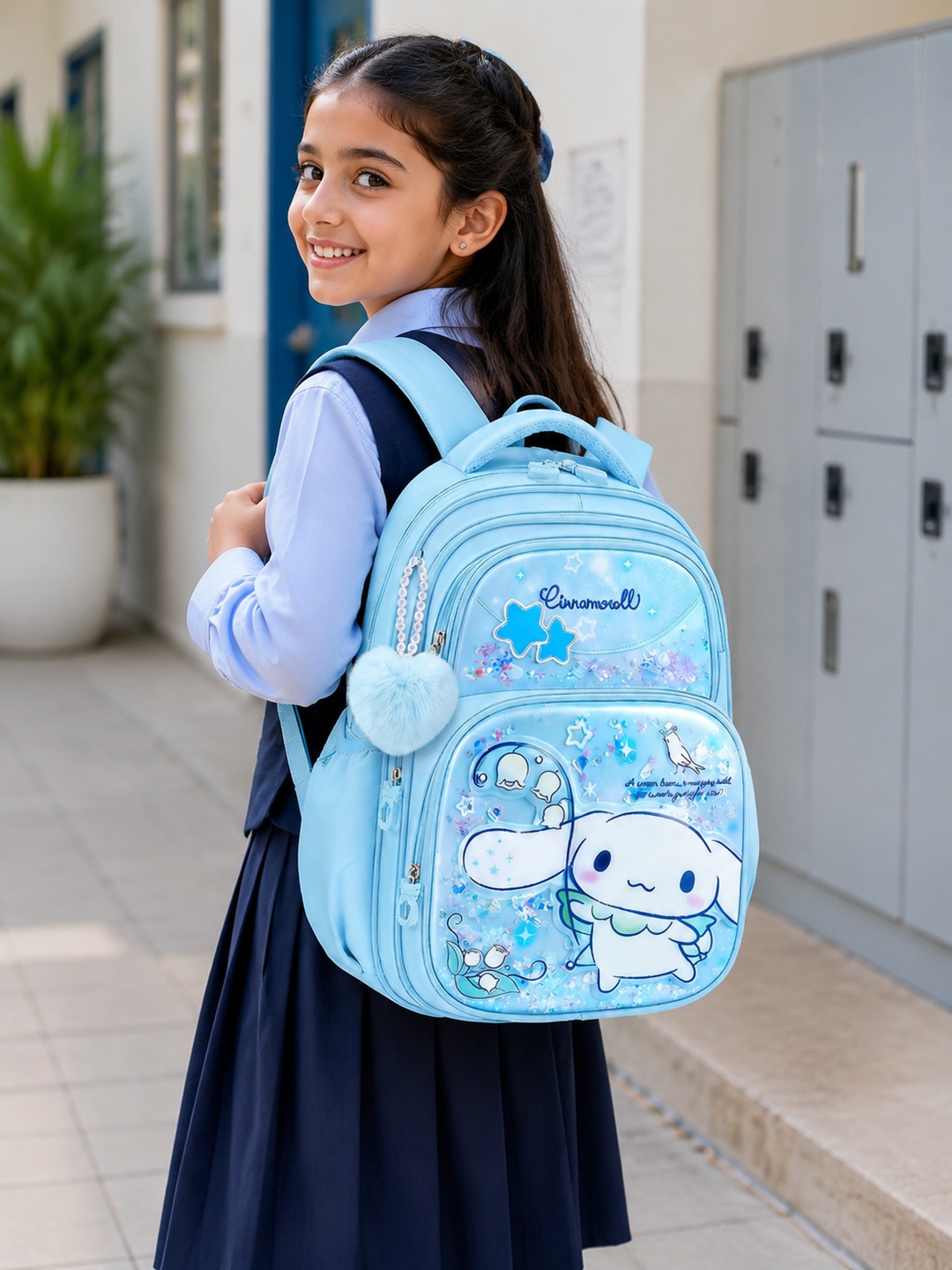 Cartoon Print Zip Pocket Backpack