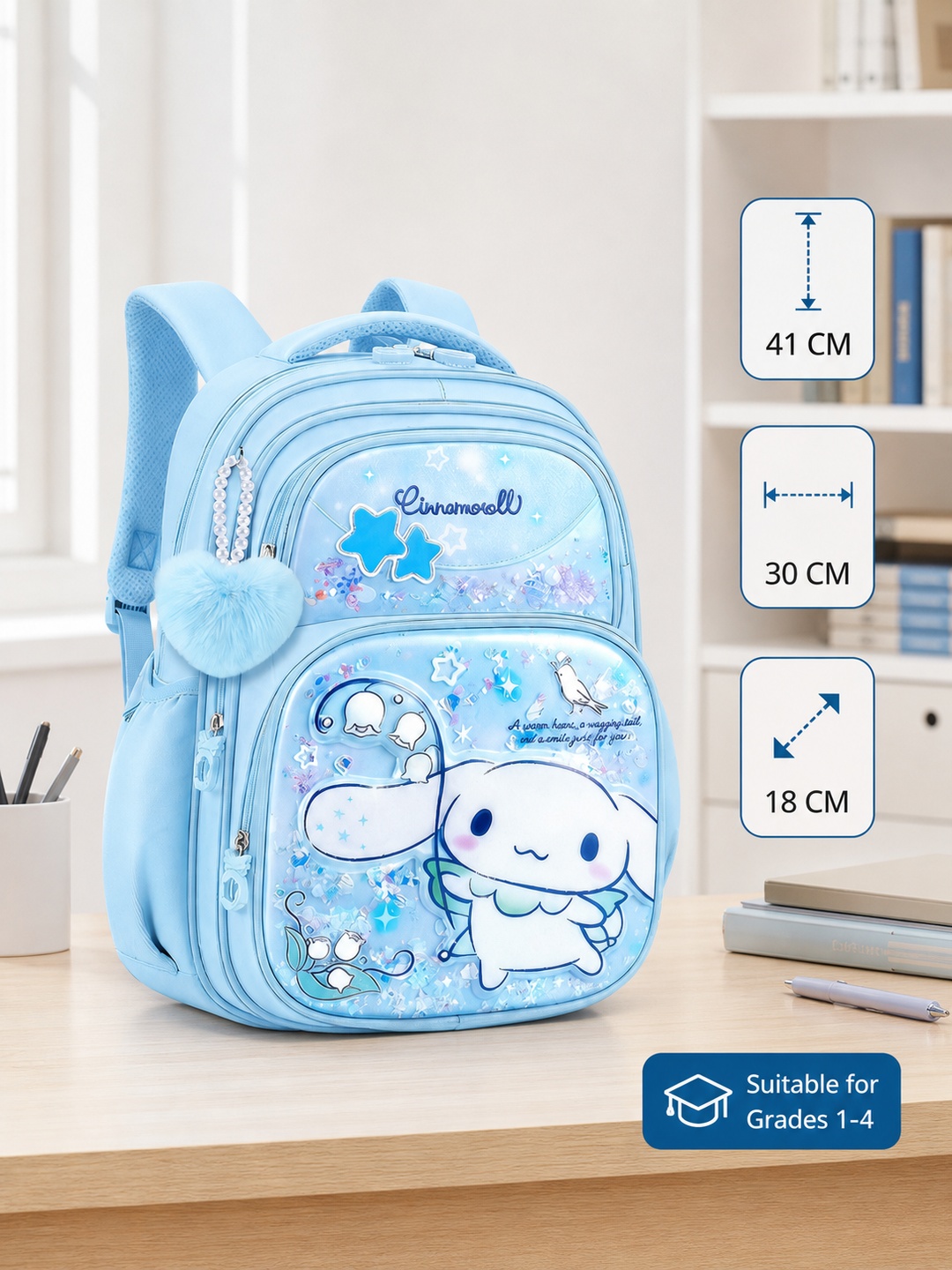 Cartoon Print Zip Pocket Backpack