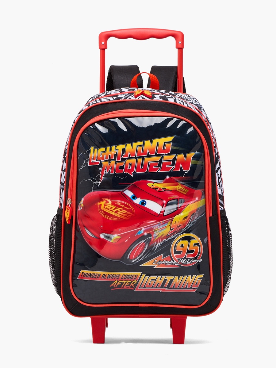 Lightning McQueen 5-Piece Trolley Bag Set with Lunch Bag and Bottle - 18 inches