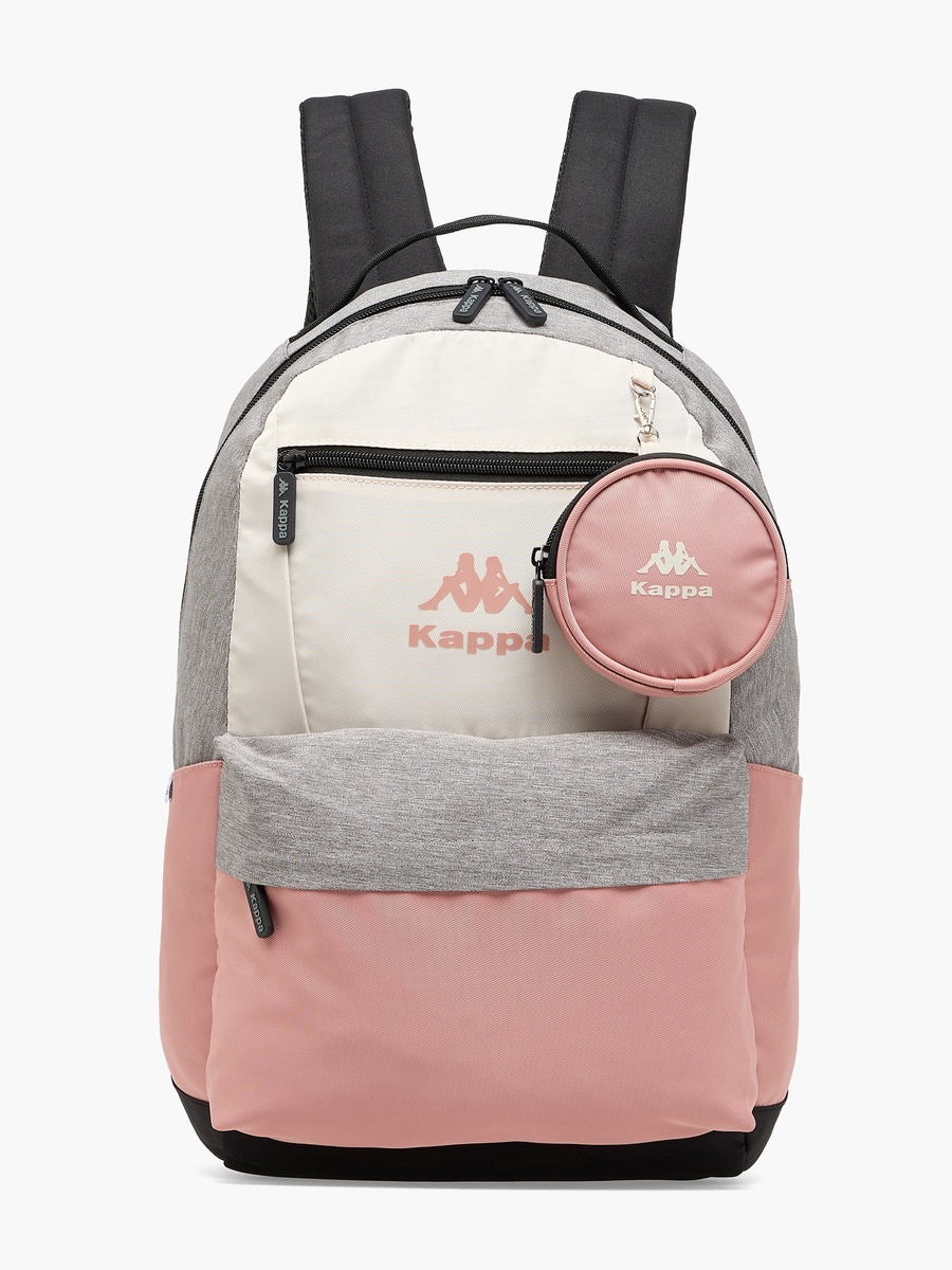 Color Block Backpack with Detachable Pouch