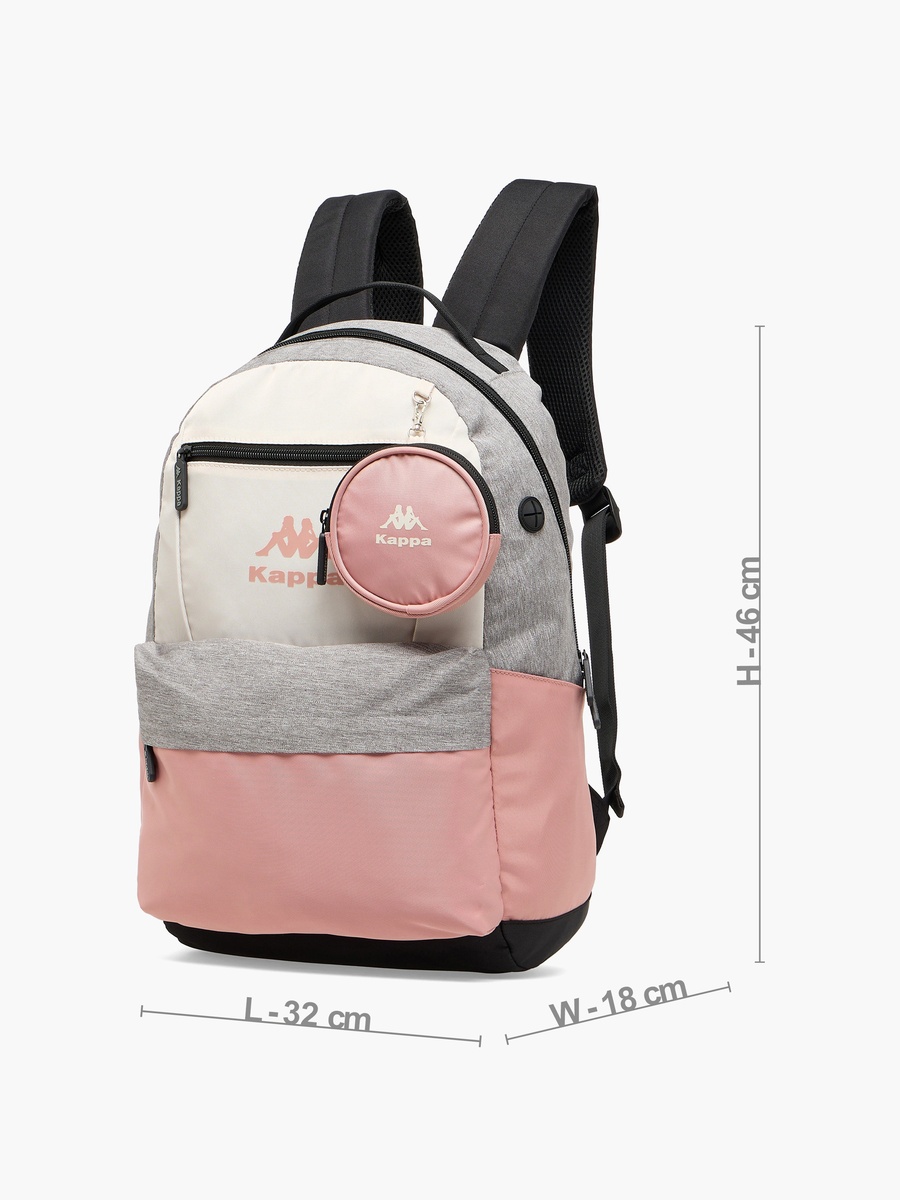Color Block Backpack with Detachable Pouch
