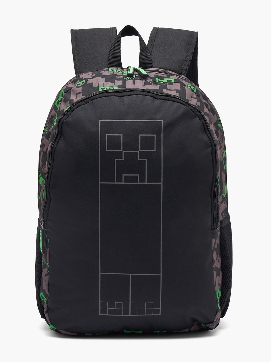Pixelated Print Backpack with Padded Shoulder Straps