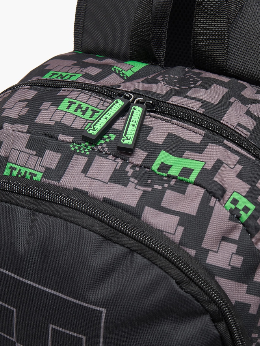 Pixelated Print Backpack with Padded Shoulder Straps