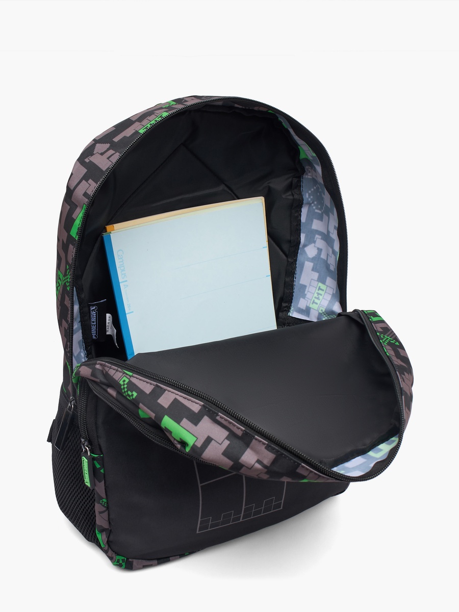 Pixelated Print Backpack with Padded Shoulder Straps